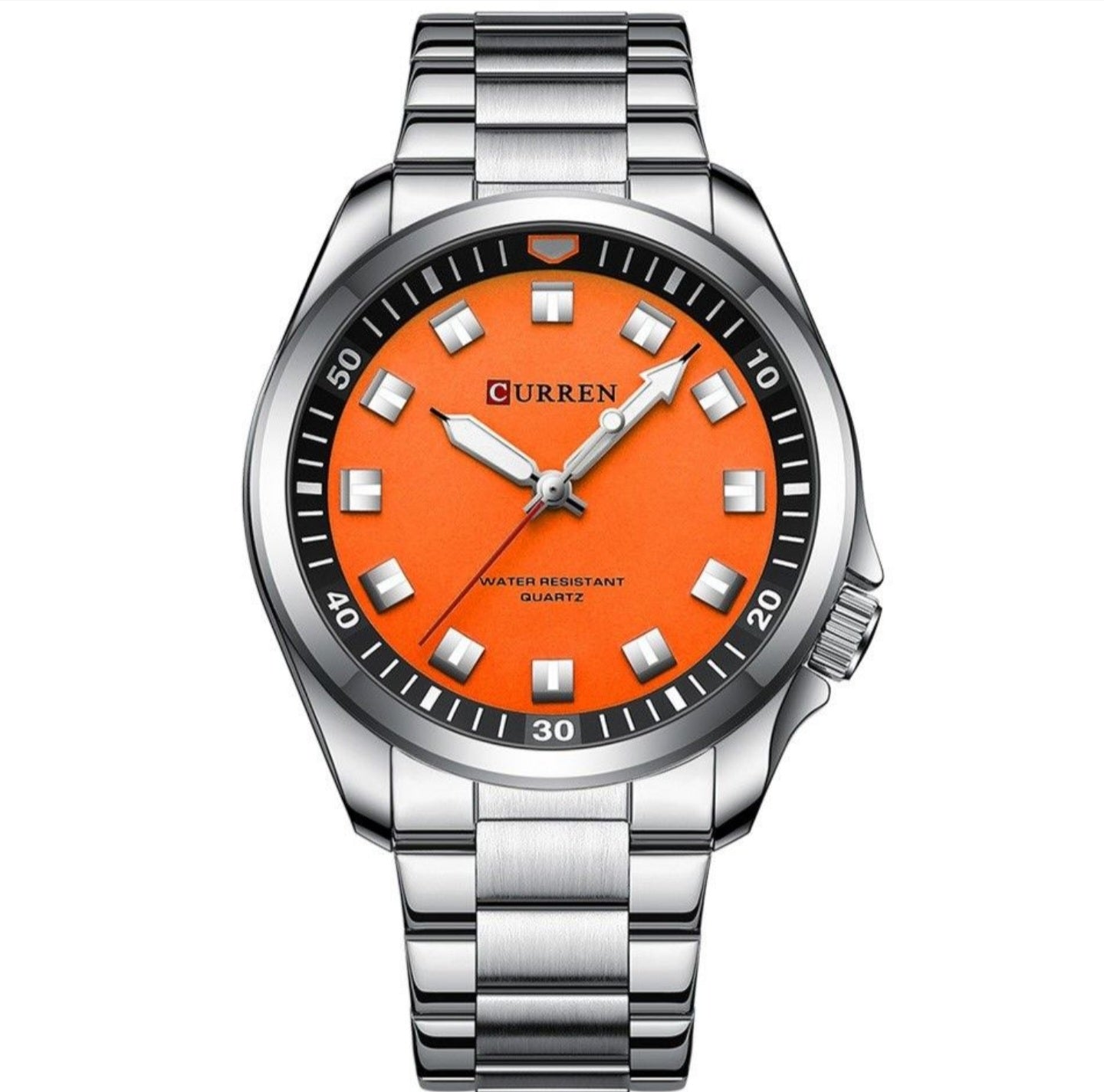 CURREN Formal Stainless Steel Strap Luxury Men's Watch - ORANGE